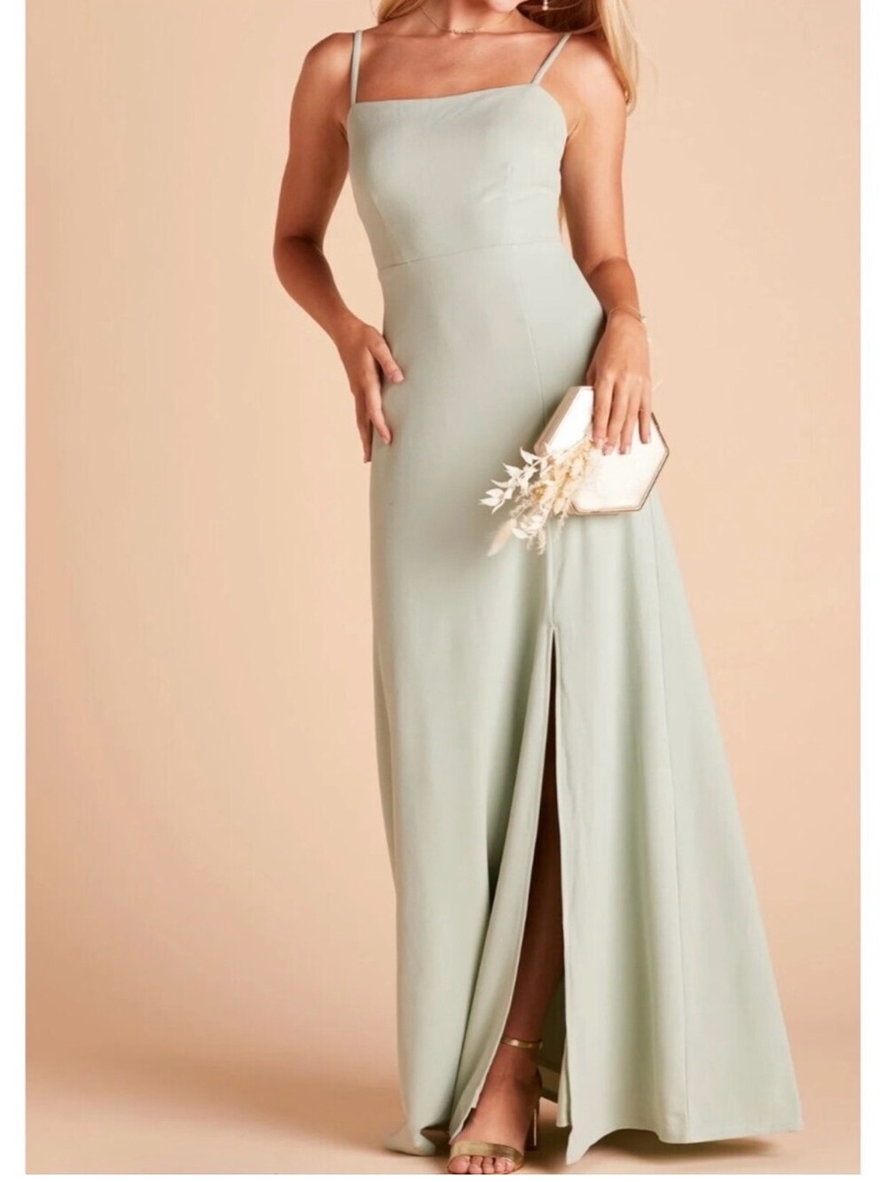 BIRDY GREY Benny sage green tie back maxi dress sz M